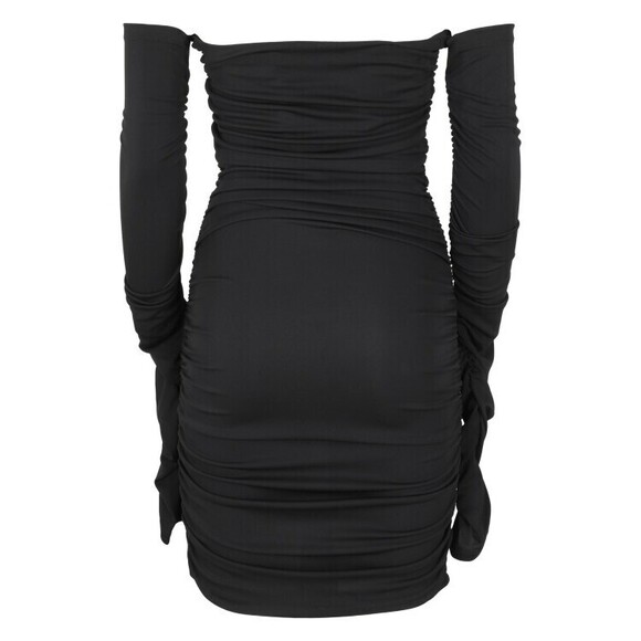 The Andamane Mini Dress With Off-Shoulder Design And Draped Sides - NWT - Picture 2 of 2